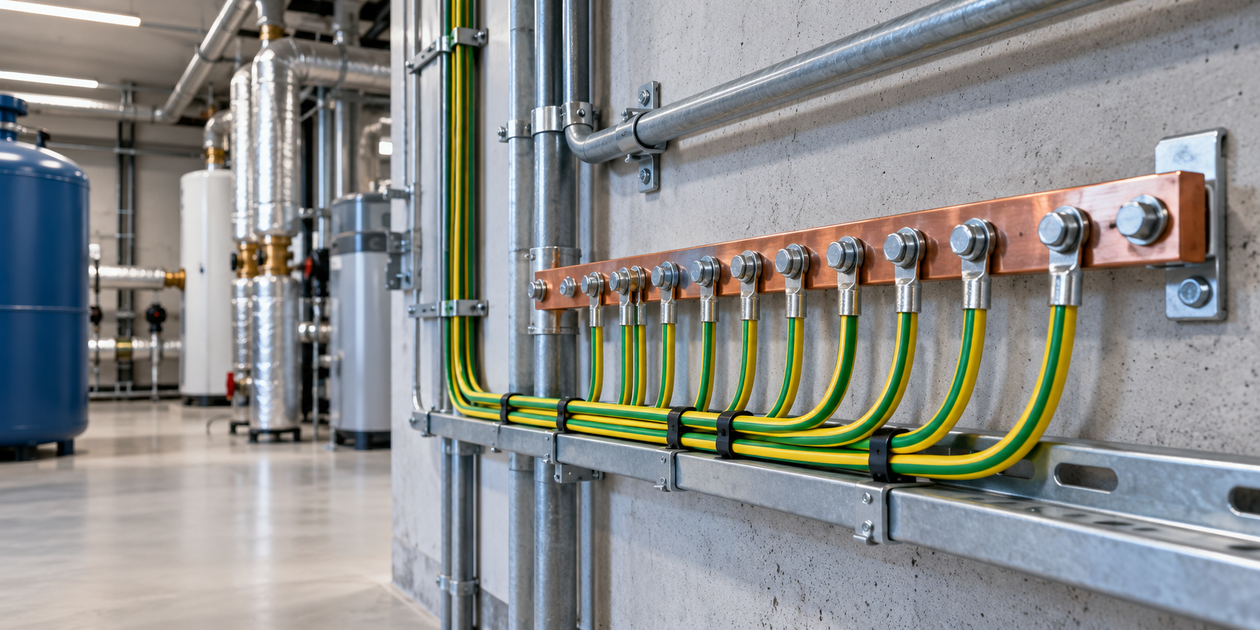 Potentialausgleichsschiene in einem Technikraum